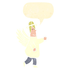 retro cartoon angel with speech bubble