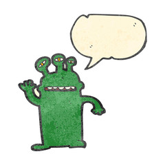 retro cartoon talking alien