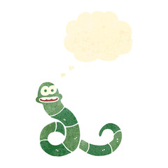 retro cartoon snake with thought bubble