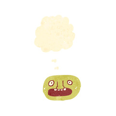 retro cartoon shocked face with thought bubble