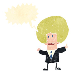 retro cartoon businessman with speech bubble