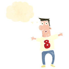 retro cartoon man wearing shirt number nine