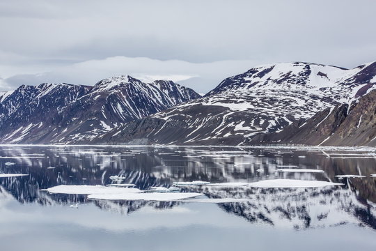 Reflected waters off Kapp Fanshawe, Spitsbergen, Svalbard