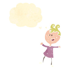retro cartoon woman with thought bubble