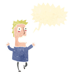 retro cartoon frightened man