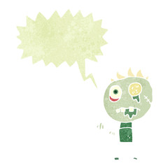 retro cartoon zombie with speech bubble