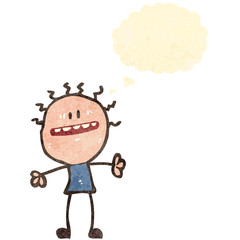 retro cartoon anxious man
