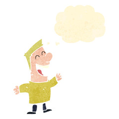 retro cartoon man with thought bubble