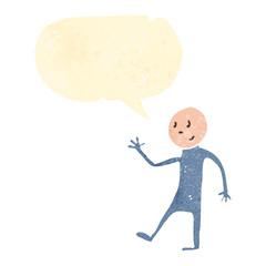 retro cartoon waving stick man