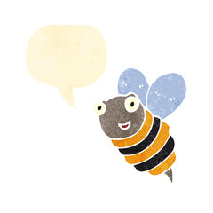 retro cartoon bee with speech bubble