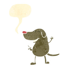 retro cartoon dog with speech bubble