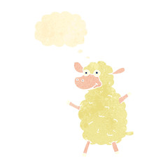 retro cartoon sheep with thought bubble