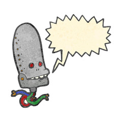 retro cartoon shouting robot head