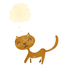 retro cartoon cat with thought bubble