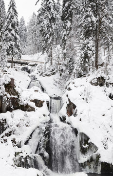 Triberg Waterfalls in winter, Triberg, Black Forest, Baden-Wurttemberg, Germany