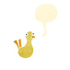 retro cartoon bird with speech bubble