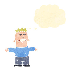 retro cartoon man with thought bubble
