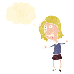 retro cartoon happy blond woman