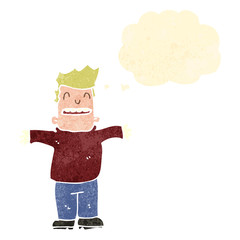 retro cartoon man shrugging shoulders