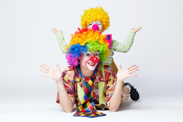 big and little funny clowns photo