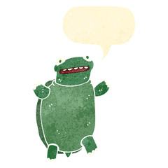 retro cartoon turtle with speech bubble