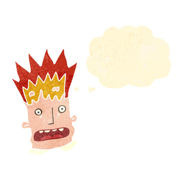retro cartoon man with exploding head