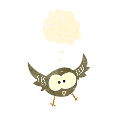 retro cartoon owl with thought bubble