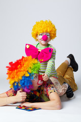 big and little funny clowns photo