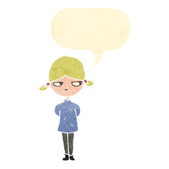 retro cartoon annoyed girl