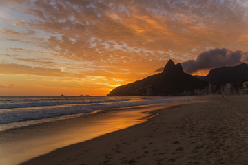 Ipanema Beach at sunset, Rio de Janeiro, Brazil