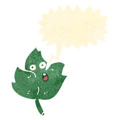 retro cartoon talking leaf