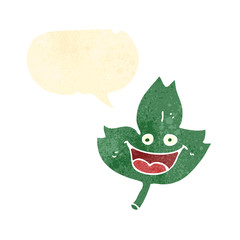 retro cartoon talking leaf