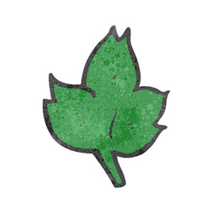 retro cartoon leaf symbol,