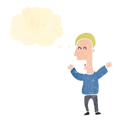 retro cartoon man with thought bubble
