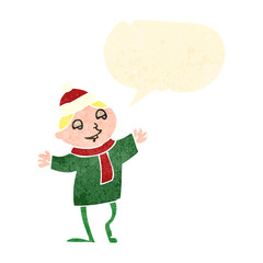 retro cartoon happy christmas elf