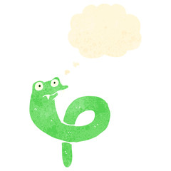 retro cartoon snake with thought bubble
