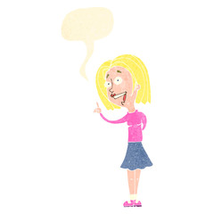 retro cartoon happy woman