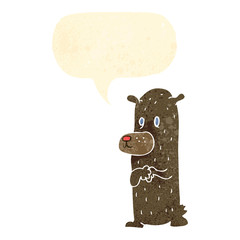 retro cartoon bear with speech bubble