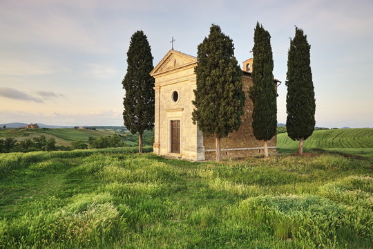 Capella di Vitaleta, Val d'Orcia, Province Siena, Tuscany