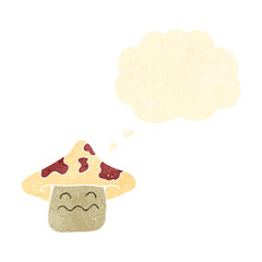 retro cartoon magic mushroom with thought bubble