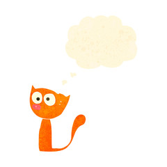 retro cartoon cat with thought bubble