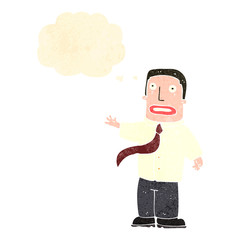 retro cartoon businessman thinking