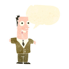 retro cartoon talking businessman
