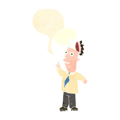 retro cartoon open minded man with speech bubble
