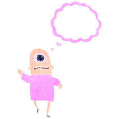 retro cartoon pink mutant man