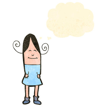 retro cartoon  woman with thought bubble