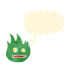 retro cartoon shouting flame creature