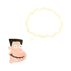 retro cartoon man biting lips