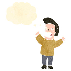 retro cartoon frightened man