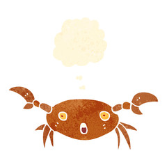 retro cartoon crab with thought bubble